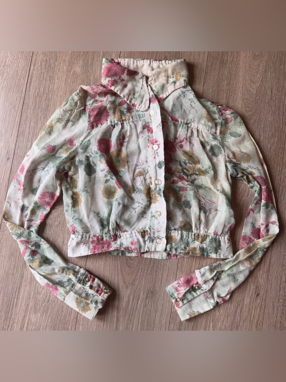 Vintage Paul Harris Floral Cropped Jacket Women's XS Cottagecore Boho Size 9